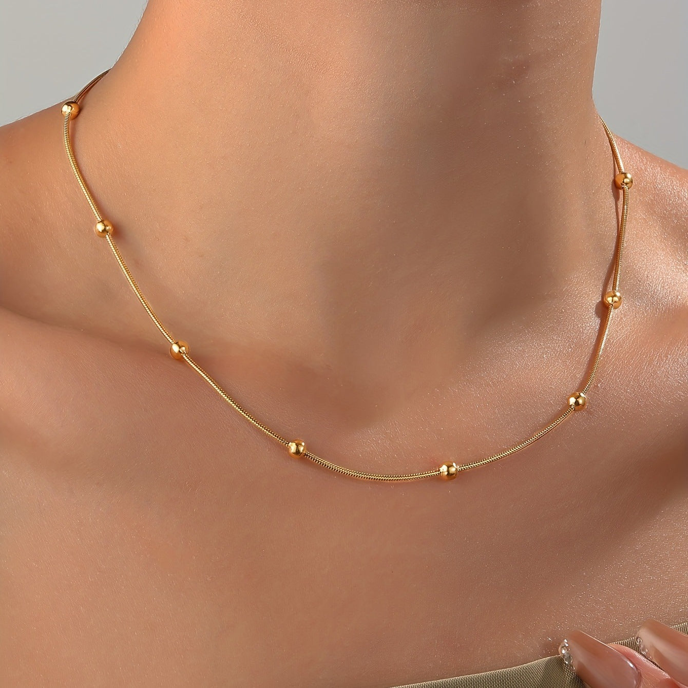 Beads Snake Bone Chain Necklace for Women