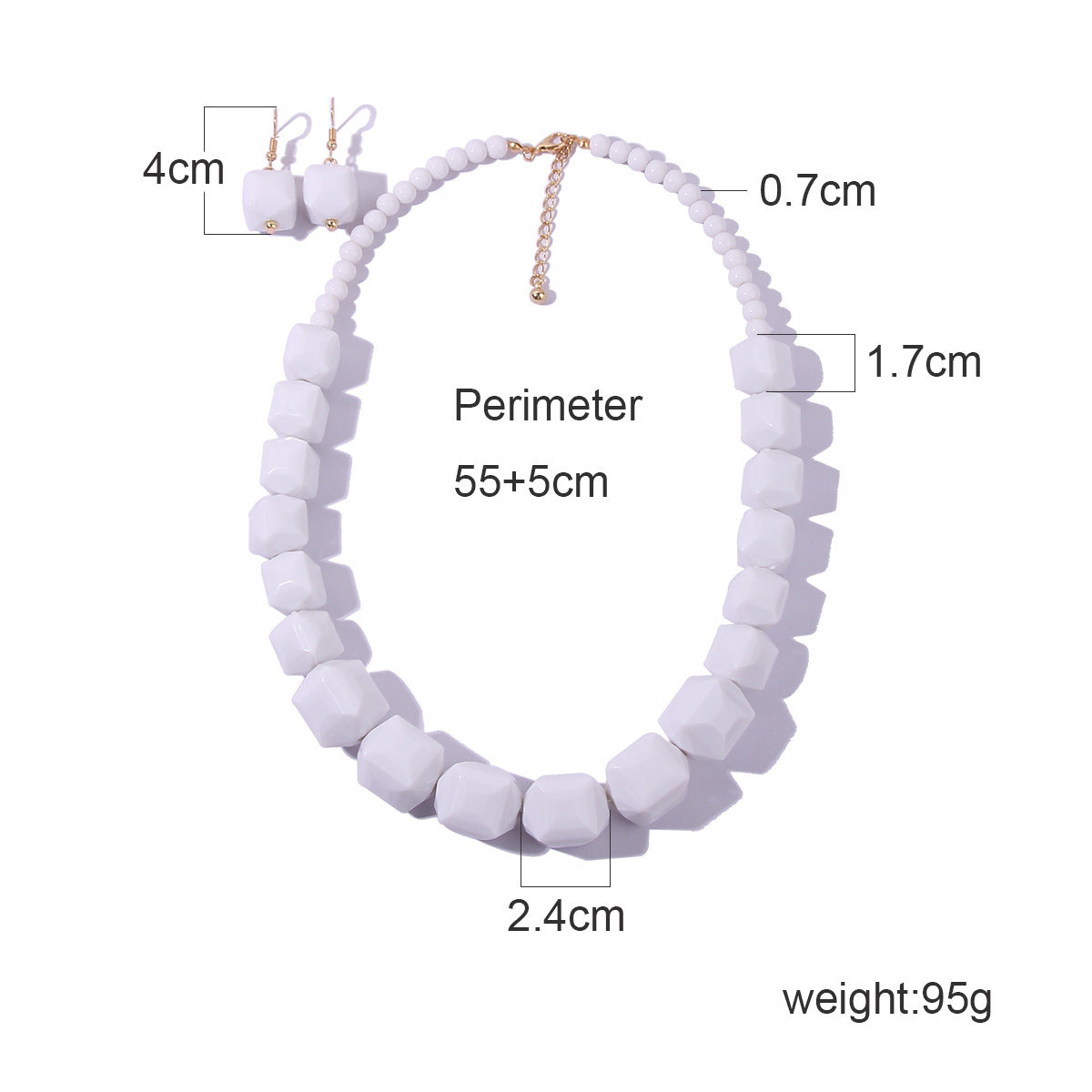 Acrylic Jewelry Set White Black Beads Necklace Earring