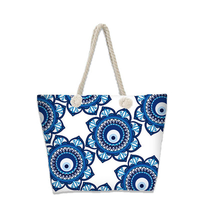 Evil Eye Beach Bag – Portable Travel Handheld Tote, Casual Shoulder Purse, Large Vacation Shopper