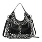 Ladies leopard print large capacity tote bag, vintage hobo bag casual, shoulder bag with crossbody strap, bag shoulder bag women