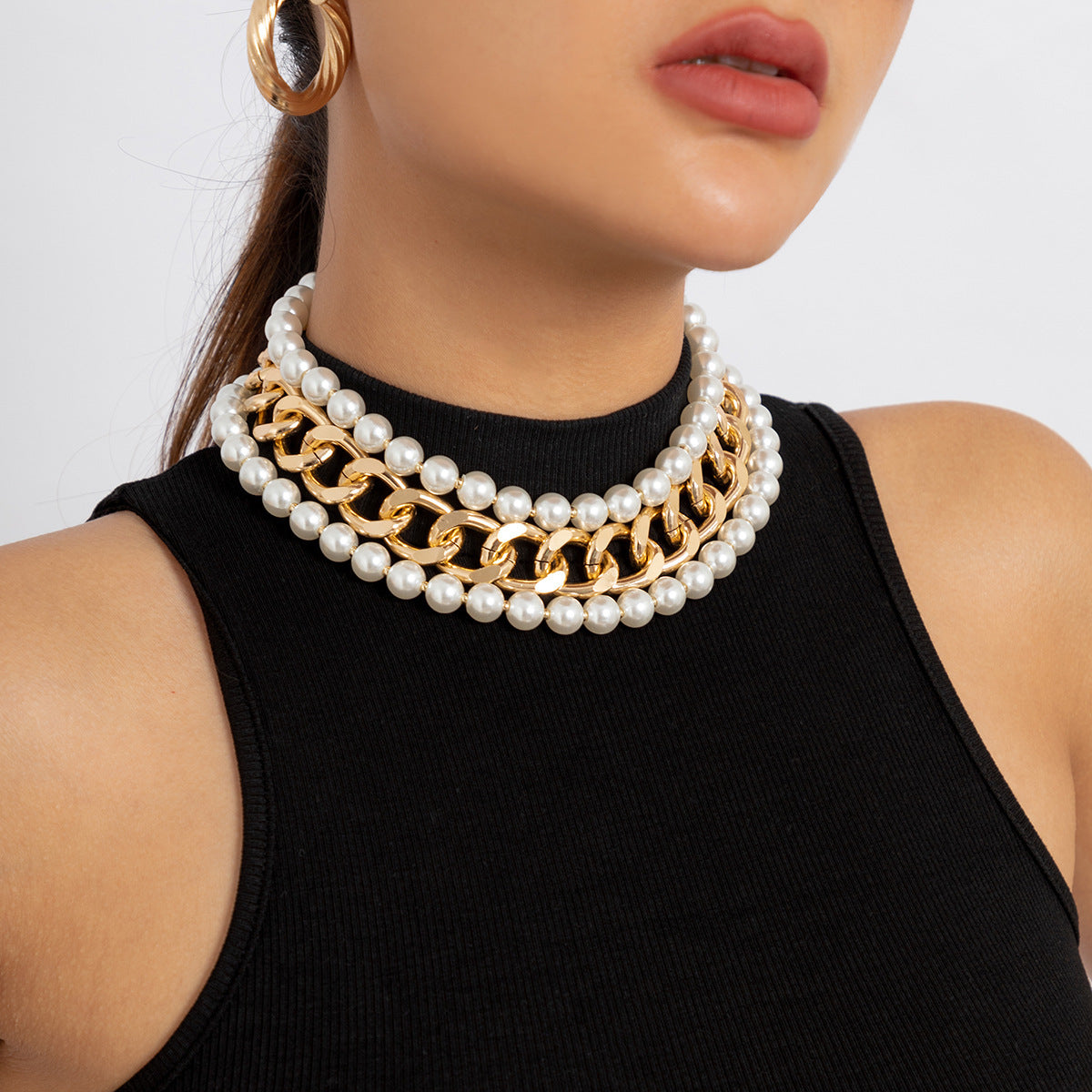 3pcs/Set Multi Layered Simulated Pearl Beaded Necklace