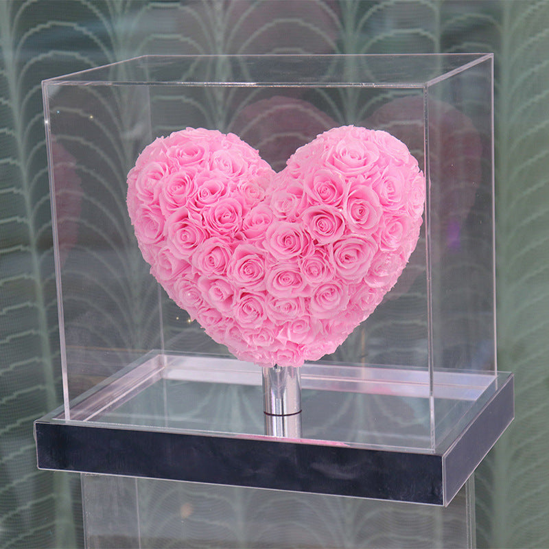 FLIPSTYLEZ LLC. Eternal Heart Preserved Red Hydrangea & Rose Mirror Box | Luxury Dried Flower Gift for Anniversary & Valentines