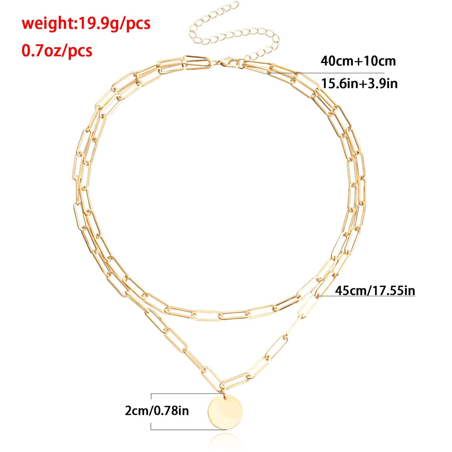 Coin Pendant Paper Clip Chain Necklace