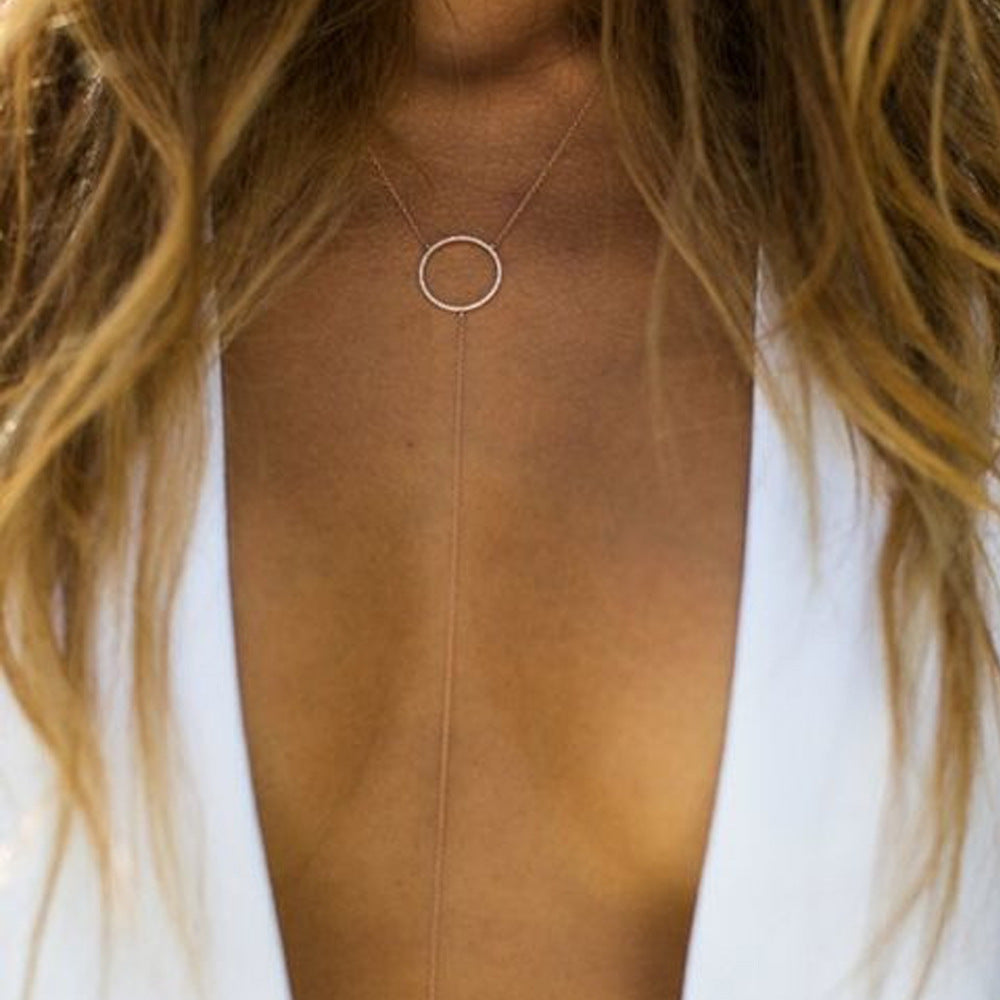 Long Thin Chain Bar Pendant Necklaces