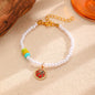 Sporty Soccer Football Rugby Pendant Pearl Beaded Necklace Bracelet Earrings Set