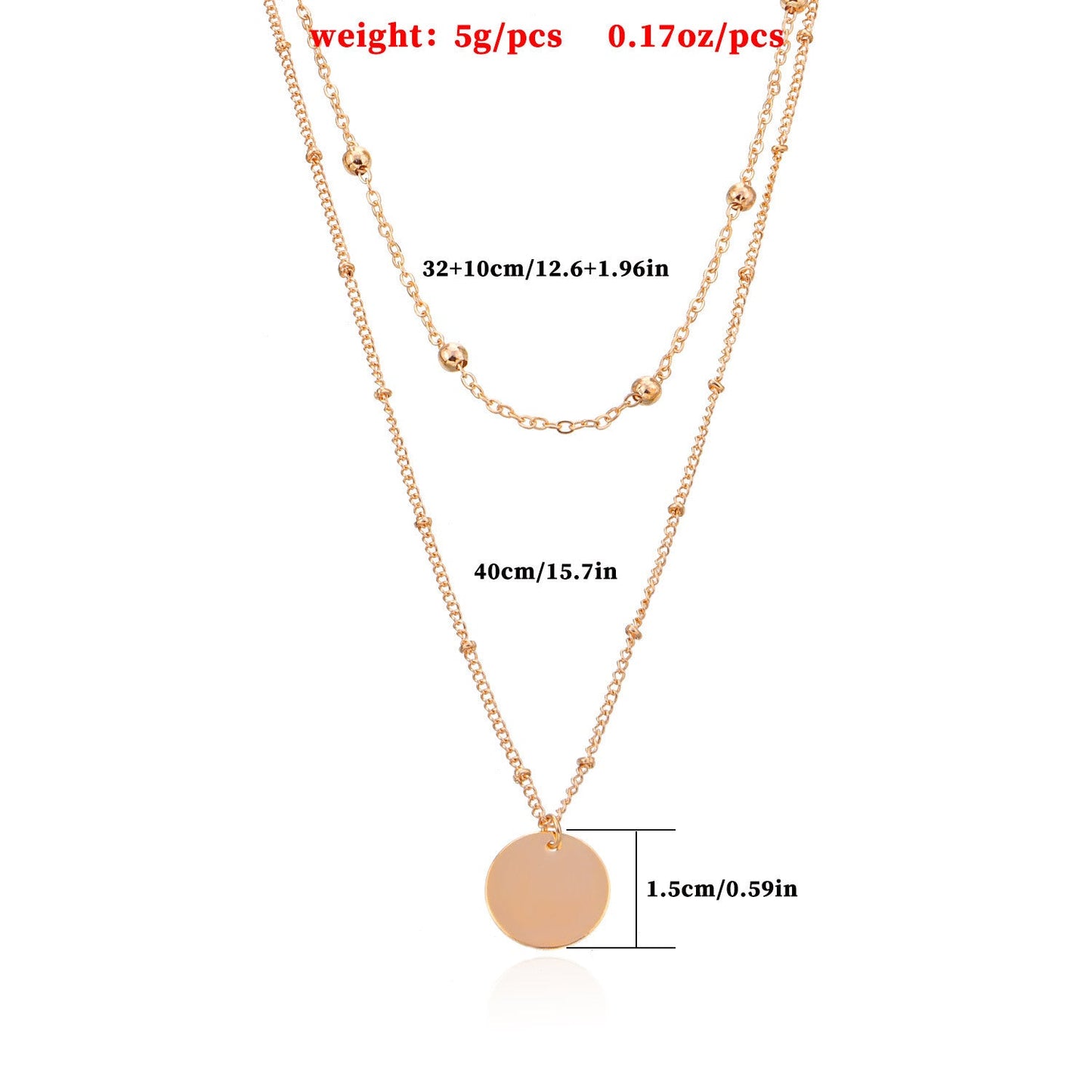 Bohemian Layered Necklace Round Coin Pendant Necklace