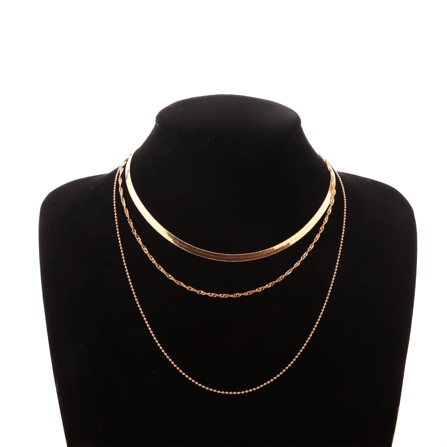Punk Multi Layered Flat Blade Snake Link Chain Choker Necklace
