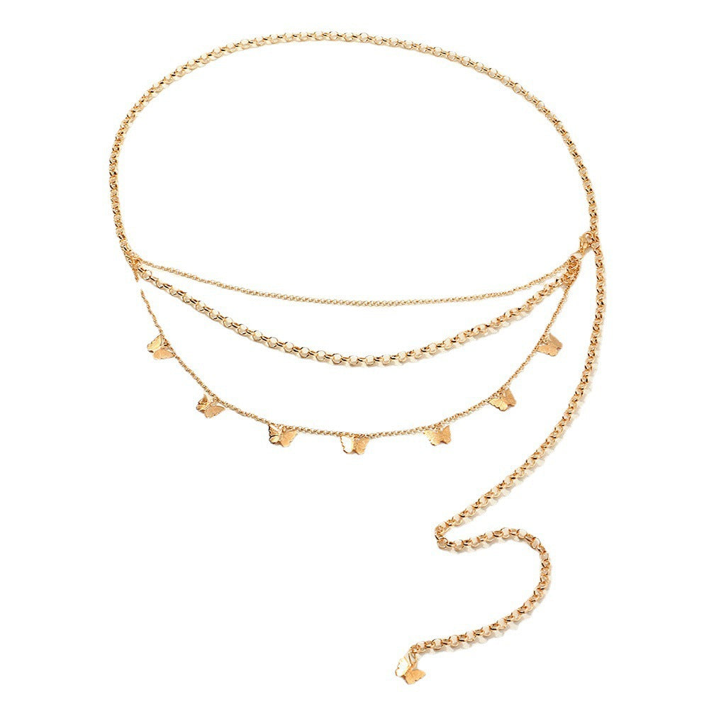 Multi Layer Belly Body Chain Bikini Metal butterfly Body Waist Chain