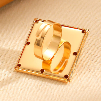 Fashion Exaggerated 3D Geometric Square Ring Creative Elegant High-End Index Finger Ring