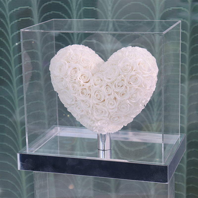 FLIPSTYLEZ LLC. Eternal Heart Preserved Red Hydrangea & Rose Mirror Box | Luxury Dried Flower Gift for Anniversary & Valentines