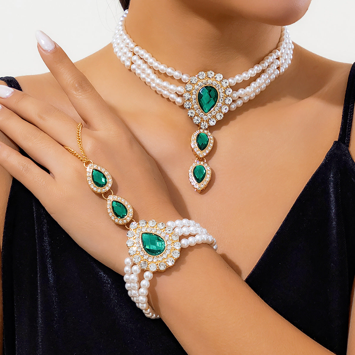 Pearl Necklace and Bracelet Set Pearl Jewelry for Bride Jewelry