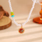 Sporty Soccer Football Rugby Pendant Pearl Beaded Necklace Bracelet Earrings Set