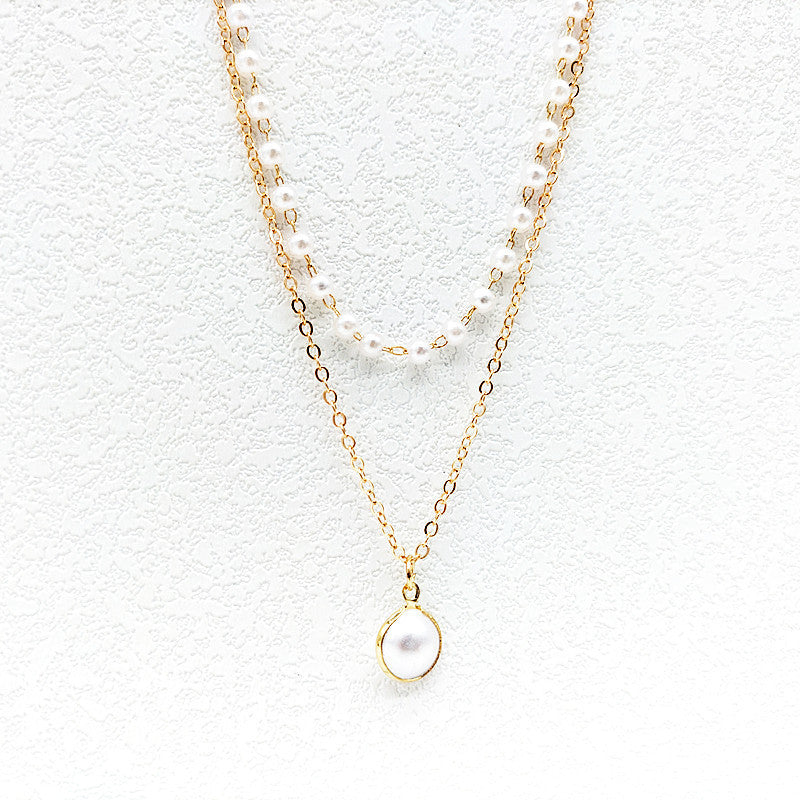 Pearl Layered Pendant Choker Necklace for Women