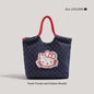 Retro denim tote bag, large capacity fashion shoulder bag, cute versatile tote bag for women