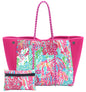 Camo Leopard Black Print Beach Tote – Women’s Neoprene Travel Bag, Diving Fabric Casual Handbag
