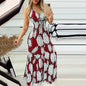 Summer Bustier Spaghetti Strap High Waist Printed Maxi Dress Sexy Women's Dress