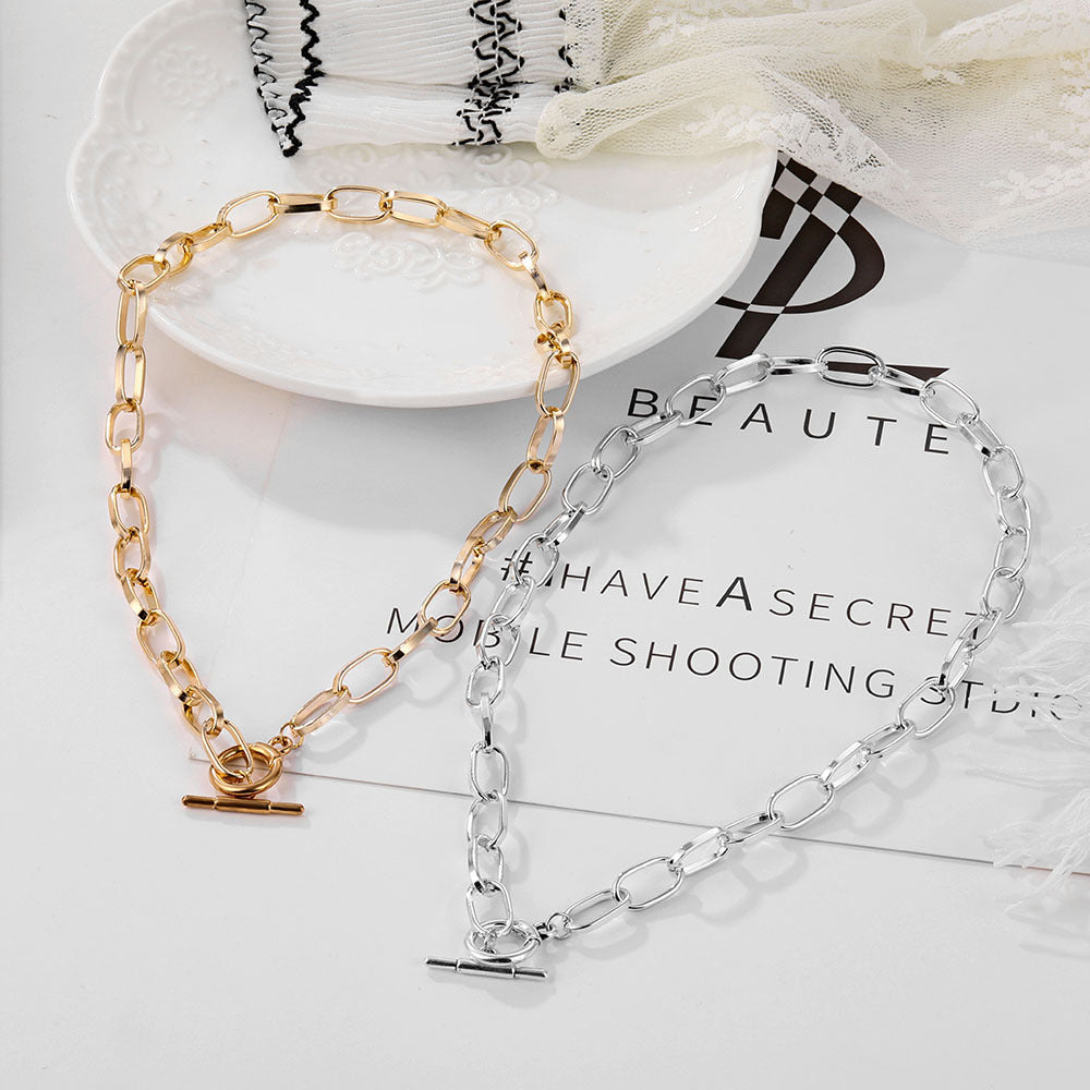 Thick Wide Toggle Clasp Link Chains Chunky Necklace