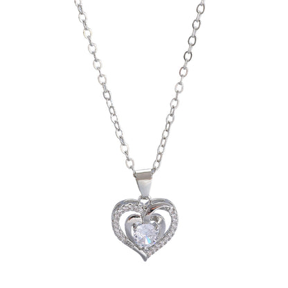 Ocean Heart Valentine's Day Copper Inlaid Zircon Heart Necklace Mother's Day Gift