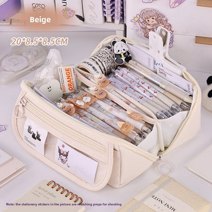 Girls Heart Prism Pencil Case, Large Capacity Elementary School Stationery Box, Girls Stationery Bag, Multifunctional Pencil Case
