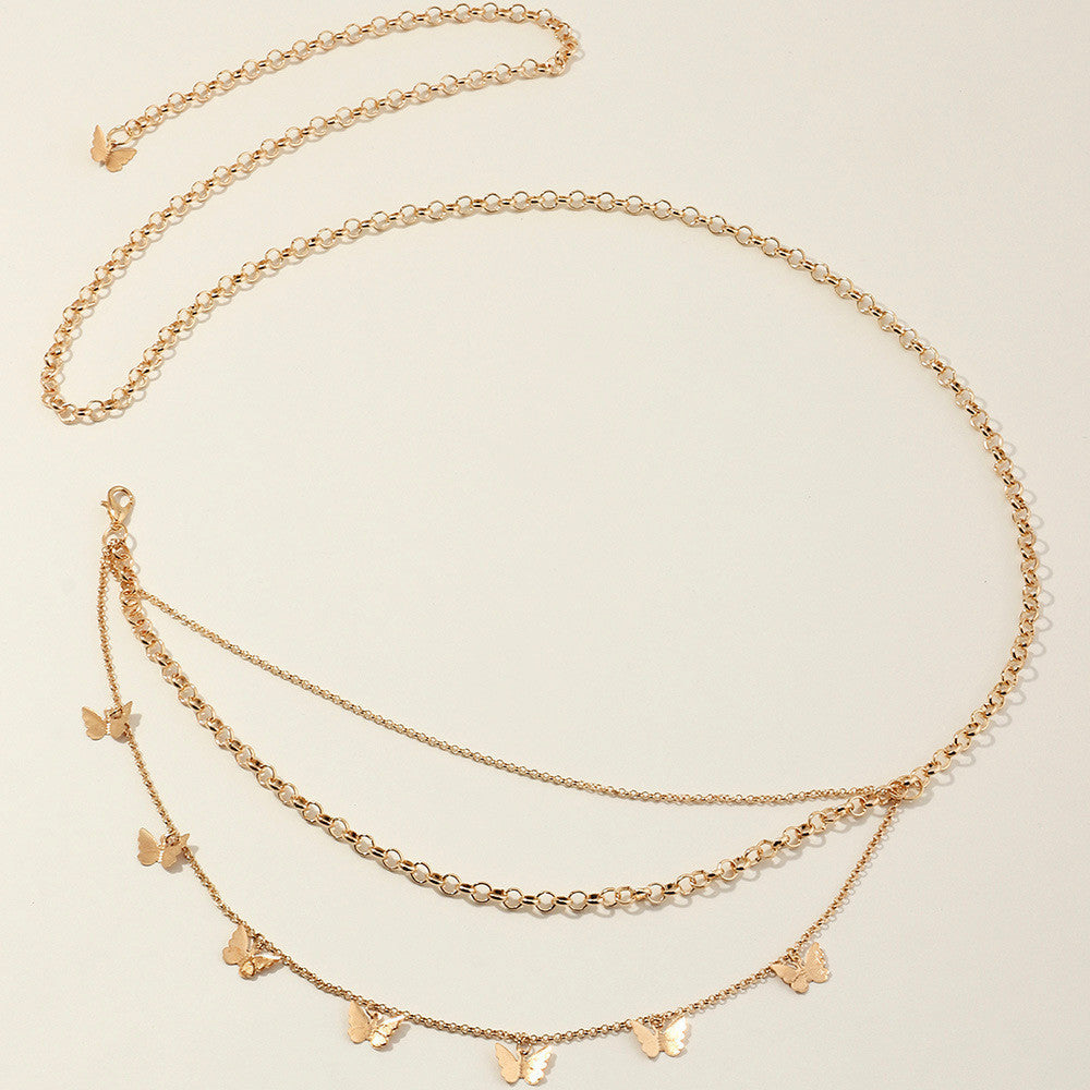 Multi Layer Belly Body Chain Bikini Metal butterfly Body Waist Chain
