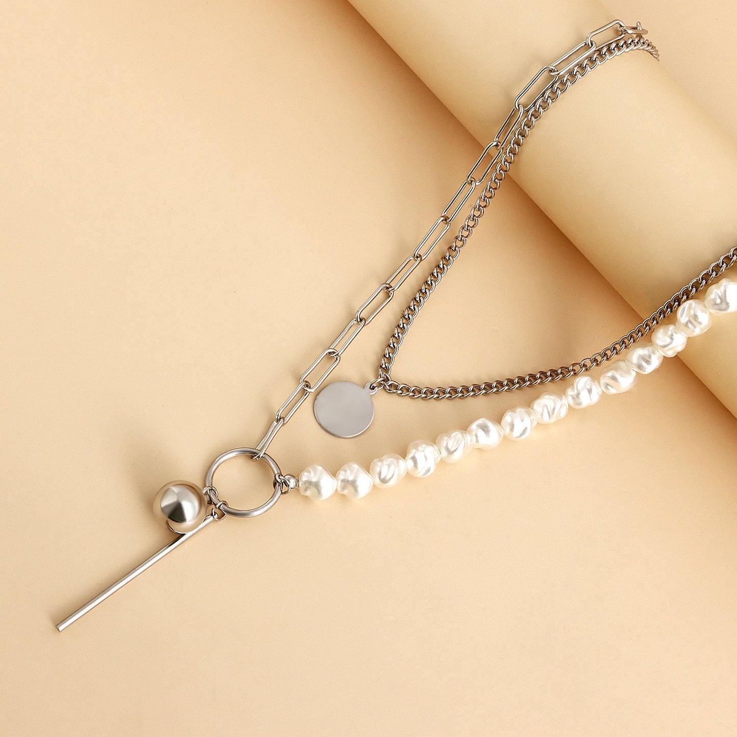 Vintage Baroque layer Chain Pearl Necklace