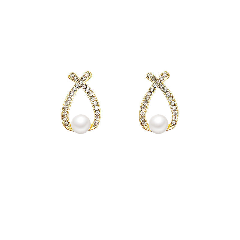 Elegant Cute Pearl Crystal Earrings
