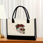 Canvas tote bag, large capacity printed tote bag women's, fashionable waterproof portable shopping bag