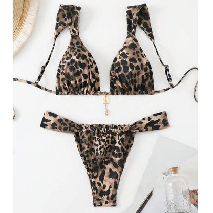 Sexy Bikini Print Strappy High end Sultry Swimsuit for Women