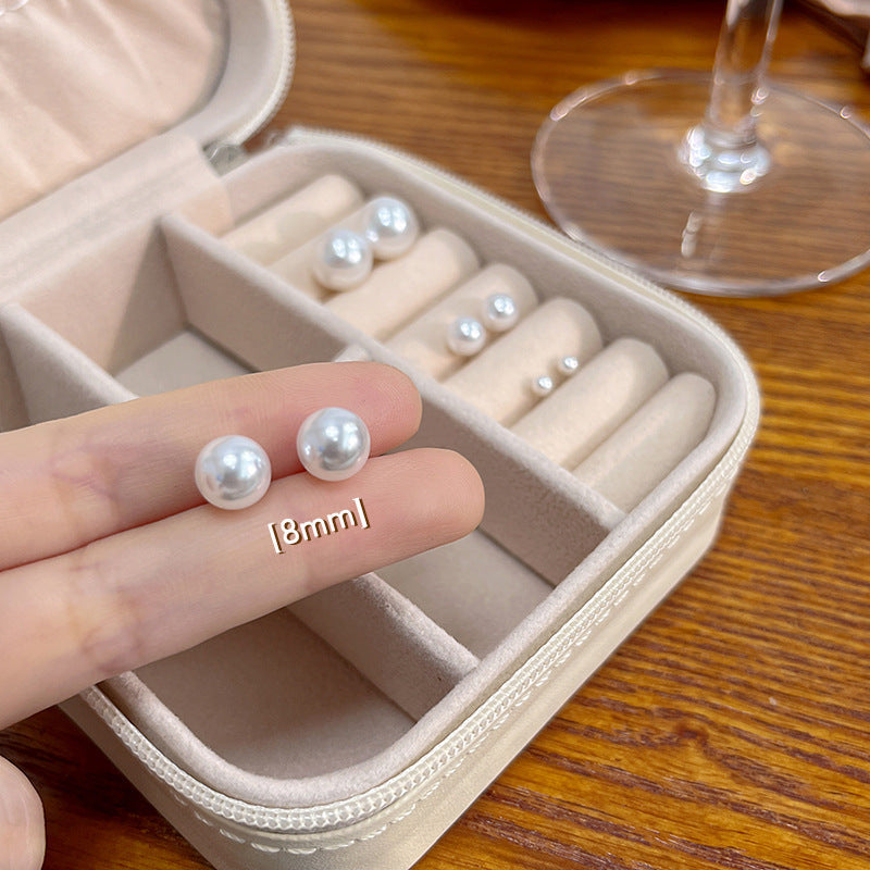 Round Pearl Stud Earring
