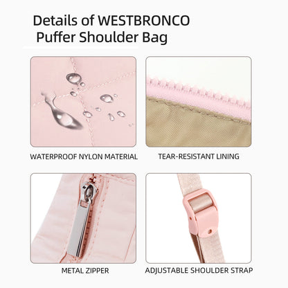 Nylon bag large capacity women's armpit bag, down bag versatile shoulder bag, solid color silk cotton handbag, puffer bag hobo