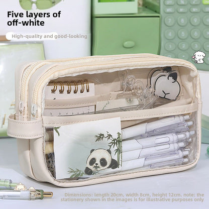 Large Capacity Transparent Pencil Case - Perfectly Designed Stationery Box for Girls in Primary and Junior High School with Simple Separation