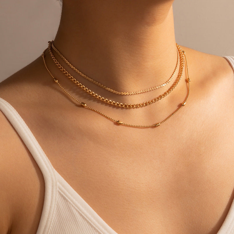 Multi Layered Bead Chain Necklace for Women