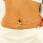 Simple Women's Metal Frangipani Flower Beaded Waist Chain Beach Belly Chain