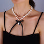 Multi-layer love Pearl Bow Necklace