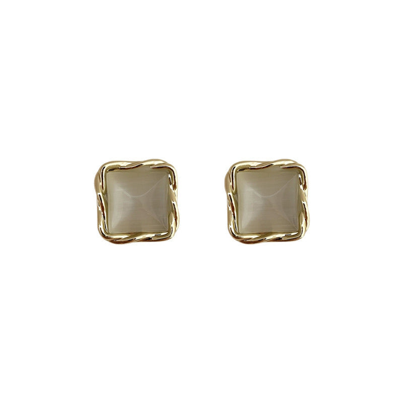 Opal Geometric Square Earrings