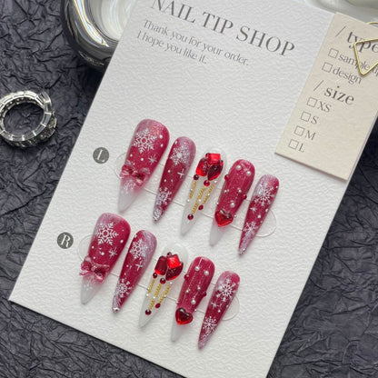 Christmas Collection Merry Christmas Heavy Industry Handmade Nail Art Long Short Fake Nails