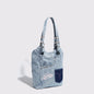 Washed denim shoulder bag, Spice girl sweet cool retro hobo bag, fashionable splicing shoulder bag, versatile hobo women's bag