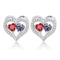 Sterling Silver Birthstone Heart Earrings new