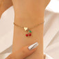 Alloy Cherry Strawberry Apple Pineapple Fruit Bracelet Necklace Jewelry Set