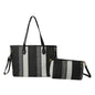Canvas Striped Letter Print Tote – Large Shoulder & Crossbody Bag, Trendy Versatile Shopper