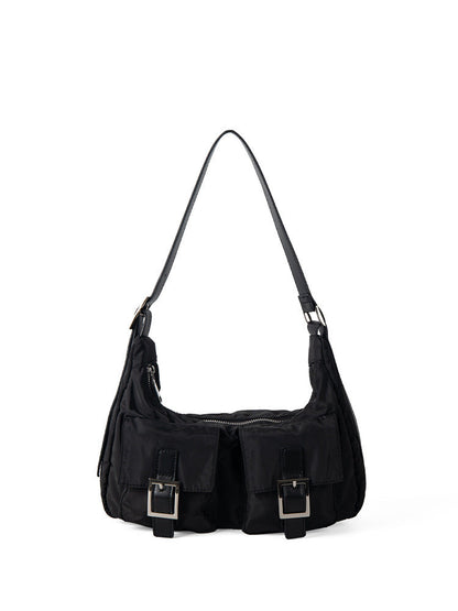 Design multi-pocket lightweight nylon shoulder armpit bag, women's versatile commuter handbag, women hobo bag small
