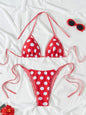 Hemming contrasting print strap sexy bikini split swimsuit Batwing Short Sleeve Shirt W Plants Print