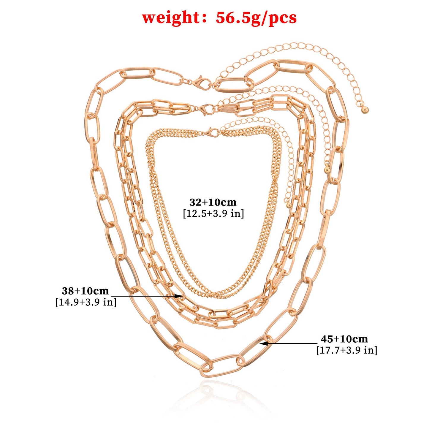 Punk Style Geometric Multi-Layered Mixed Chain Link Necklace