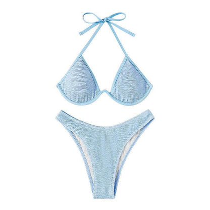 Lace up Backless Beach Bikini Multi color Underwire Triangle Two piece Swimsuit