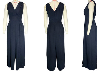 Sleeveless Jumpsuit High Waist Slim Straight Leg Wide