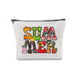 Linen printed cosmetic bag, cosmetic lipstick storage bag, small simple zipper evening clutch bag,