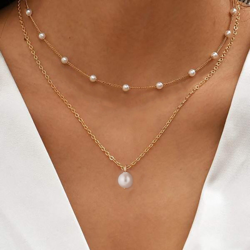 Double Layer Chain Small Love Heart Pendant Necklace