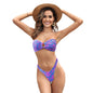 Tube Top Pumping Pleated Bikini Female Sexy Halter High Waist Thickened Split Swimsuit
