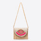 Beaded Patch Jute Bag – Bohemian Handwoven Clutch, Vacation Woven Shoulder Purse