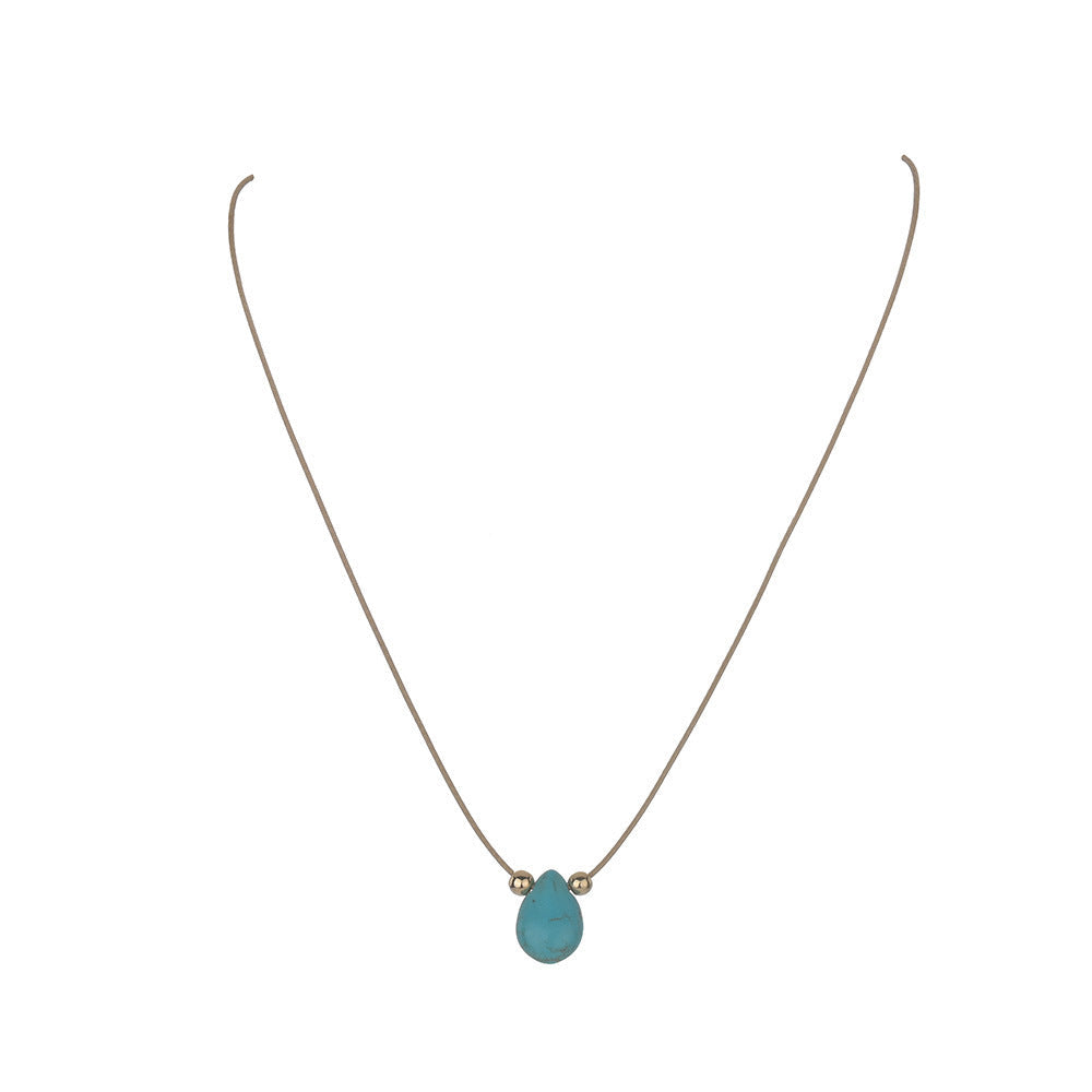 Natural Stone Turquoise Pendant Necklace
